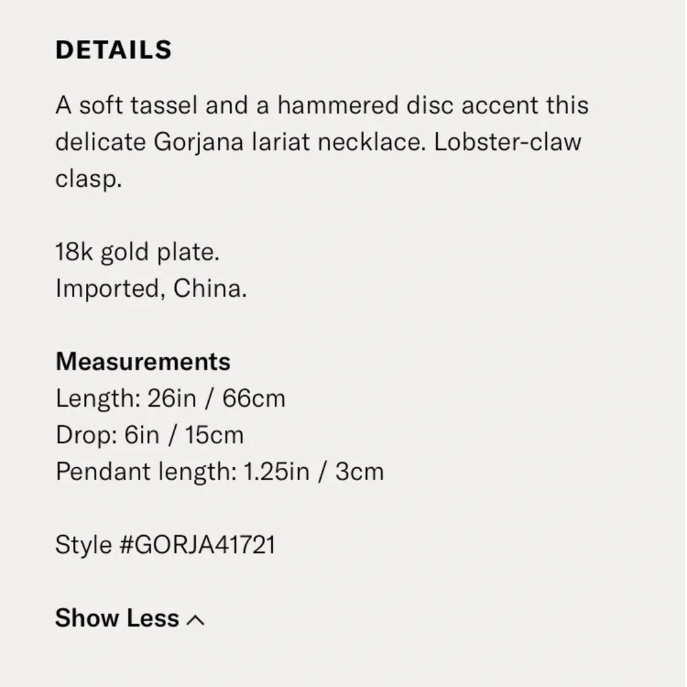 Gorjana Baja Lariat Tassel Necklace